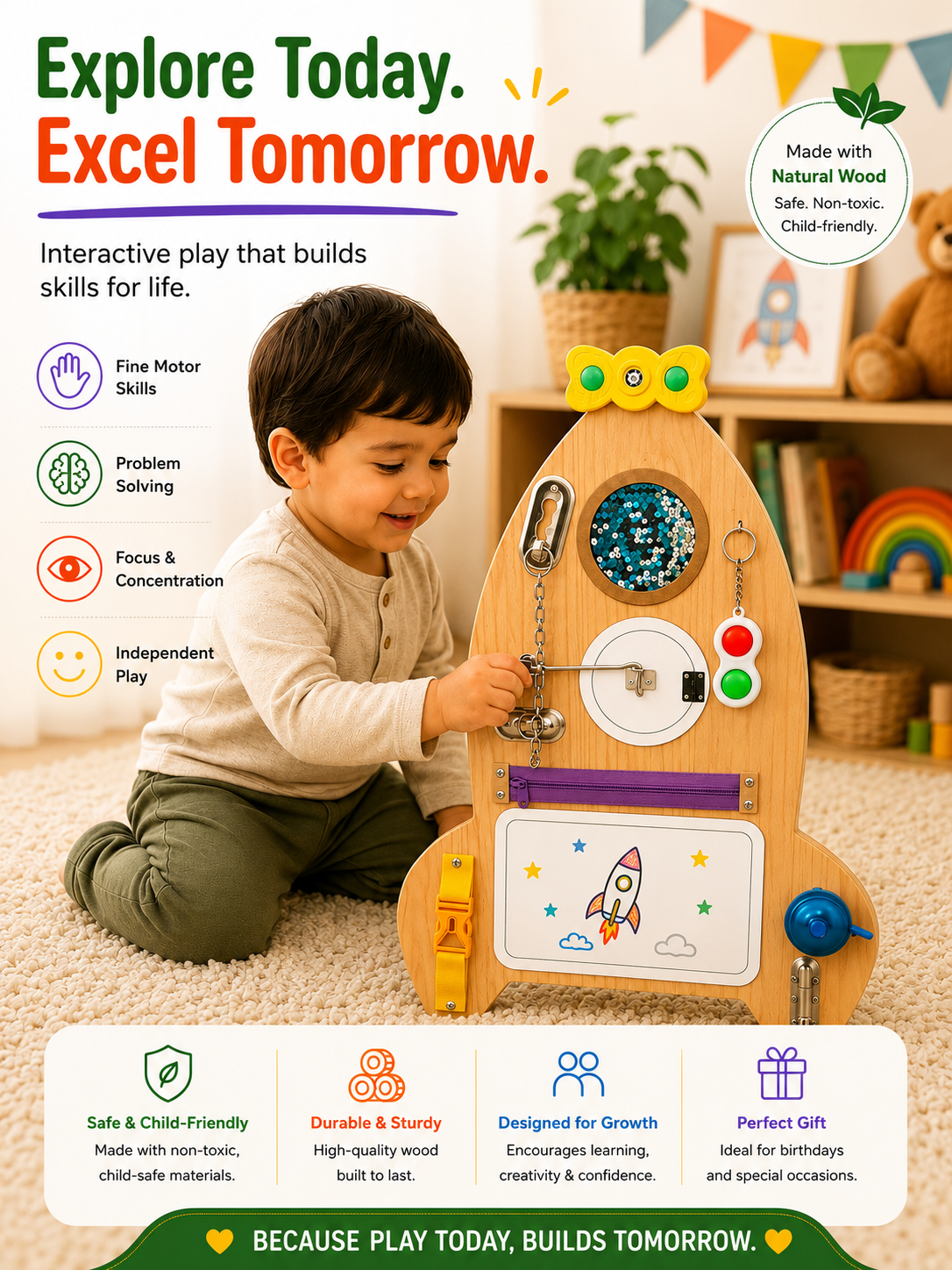 Rocket Explorer Busy Board - Rent Educational Toy