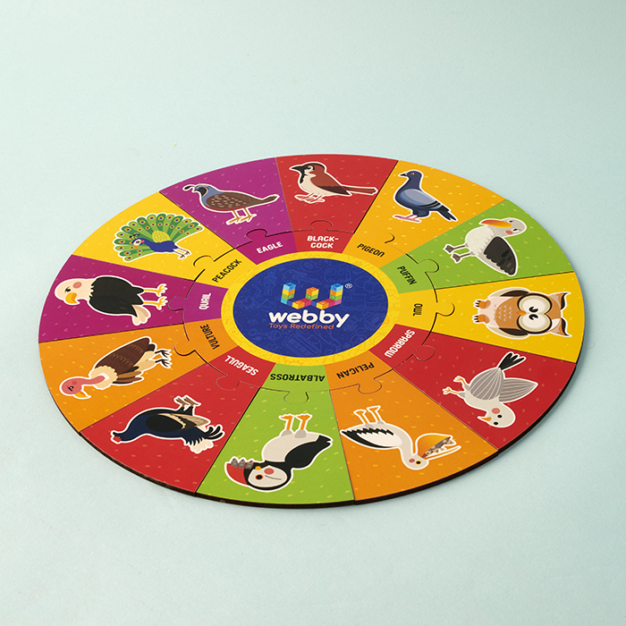 Birds Wooden Round Jigsaw Floor Puzzle, 13 Pcs image