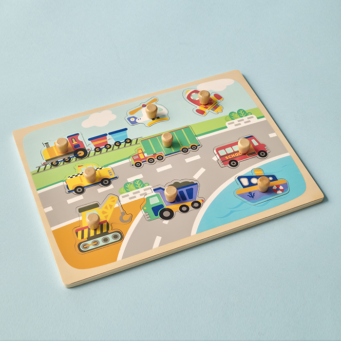 Traffic Knob Puzzle | Educational Toys| Wooden Knob Puzzle for Kids