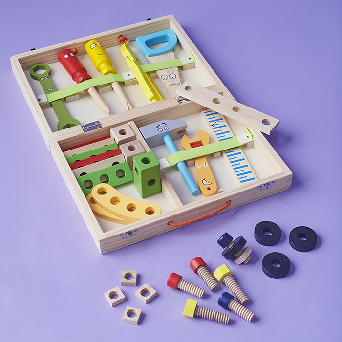 33-Piece Wooden Tool Kit Set with Tool Box image