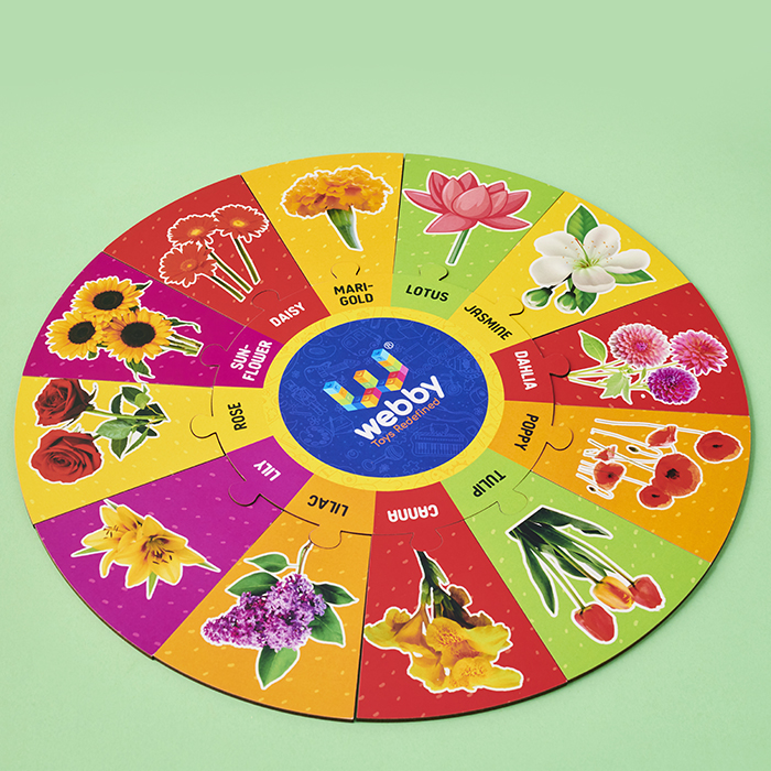 Flowers Wooden Round Jigsaw Floor Puzzle, 13 Pcs image